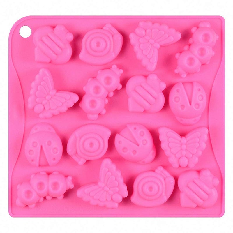 HiParty 2Pcs 16 Cavity Insect Silicone Molds Butterfly Snail Ladybug Bee Bug Chocolate Candy Mold Insects Crayon Wax Melt Mini Soap Mould Ice Cube Tray (Random Colors) - Image 3